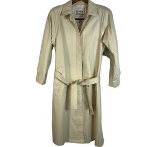 London Fog Trench Coat Size 12 Beige Flowered Lining